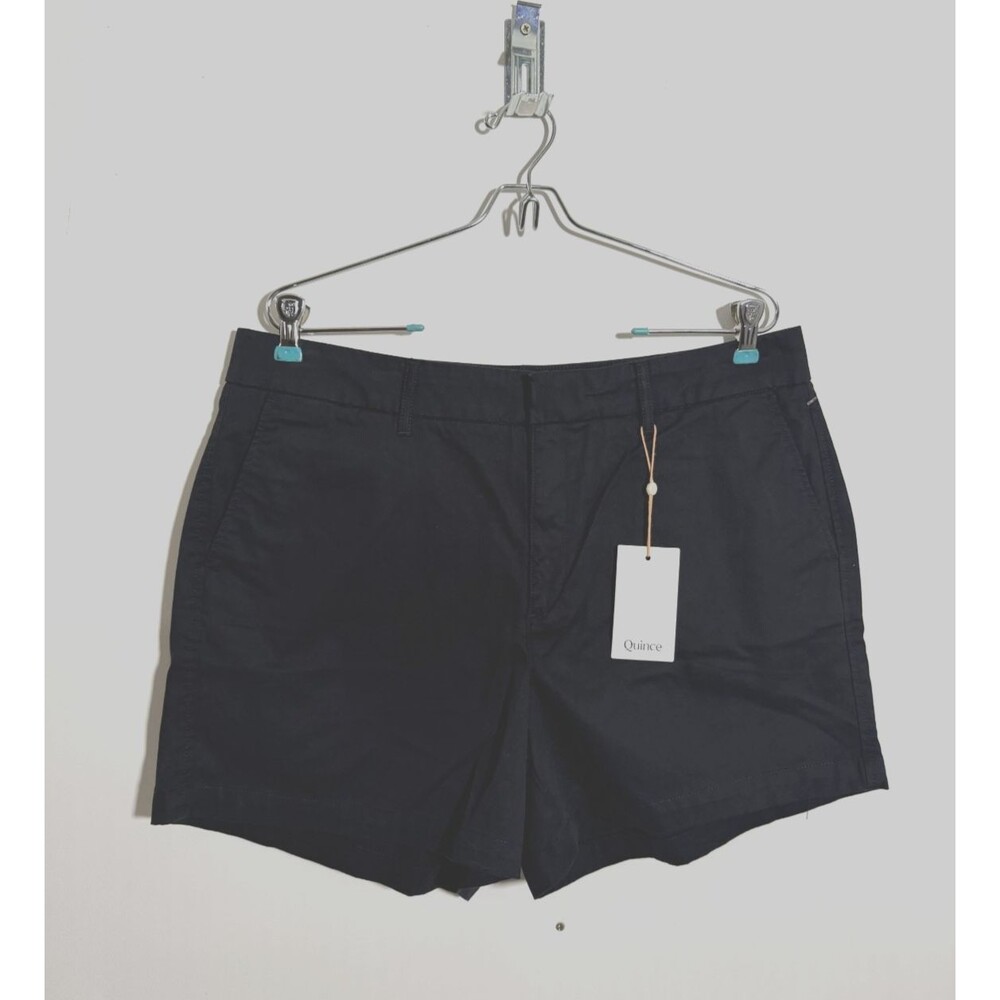 Quince Shorts Womens 14 Black Organic Stretch Cotton Chino
